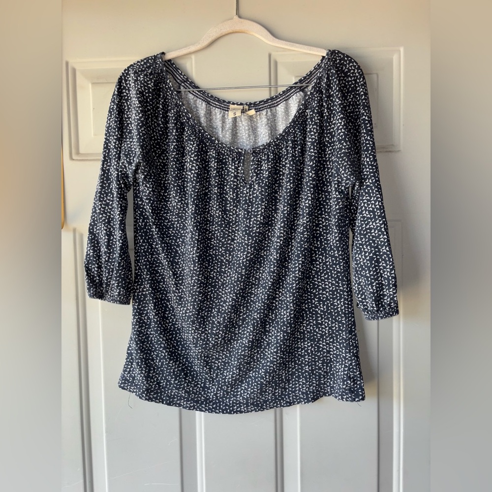 Gef France navy/white peasant style top size S